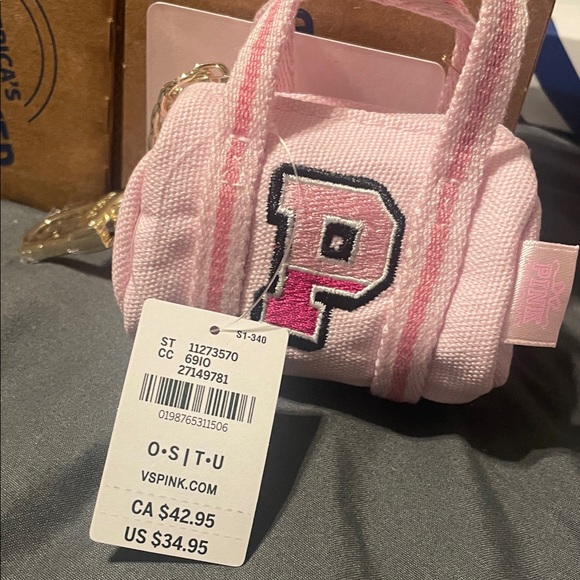 LoveShackFancy Pink Checkered Mini Bag mini keychain charm - Picture 3 of 3